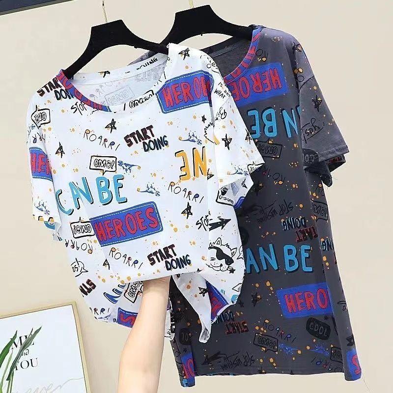 Product Introduction of Áo Thun ngắn Tay Phong Cách Hàn Quốc Mùa Hè Mới, Ngoại Cỡ, Dành Cho Nữ, Dáng Rộng Vừa Vặn, Quần Áo Ngoại Cỡ, Áo Giấu Bụng, [Đánh Giá Tích Cực 1004] 8