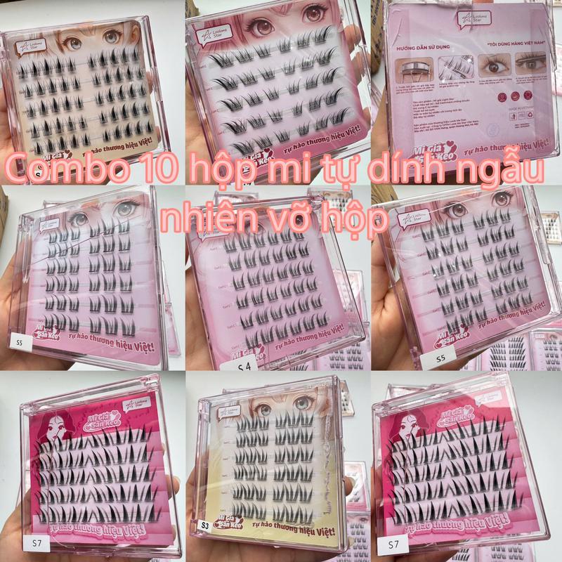 Lông Mi Giả Sẵn Keo Lookme Star - Combo 10 hộp hộp vỡ ngẫu nhiên, không ảnh hưởng tới chất lượng mi, có thể tái sử dụng, tặng kèm 1 keo + 1 nhíp/ 1 đơn hàng