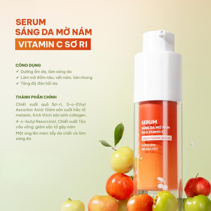 Serum Vitamin C giúp dưỡng sáng mờ thâm chiết xuất Sơ-ri Cỏ Mềm 30gr 5
