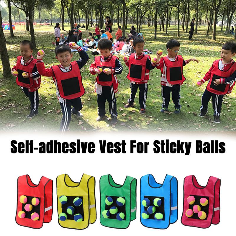Stick Ball Vest Dodgeball Game with 5 Soft Balls Parent-Child Interactive Throwing Ball Toy Kids Boys Girls Playground Indoor Outdoor Activity Game 2