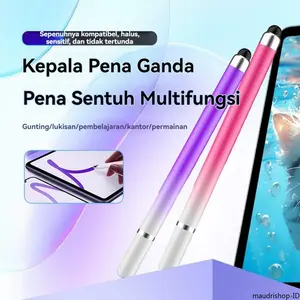 【2-in-1 super sensitif】Pena stylus silikon cocok untuk sebagian besar tablet dan ponsel, dapat memotong, memantulkan, dan menggambar