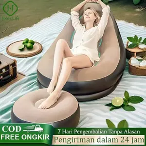 Air Sofa Portable Inflatable - Dengan Pompa dan Sandaran Kaki, Sofa Santai Angin Intime Sofa modular tiup portabel, berbahan bulu dan tebal, cocok untuk penggunaan di dalam dan luar ruangan.