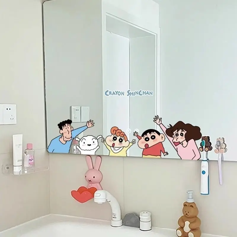 Hình Dán Đồ Trang Trí Gương Phòng Ngủ Bút Chì Màu Shin-chan, Miếng Dán Dễ Thương, Chống Thấm Nước, Thích Hợp Cho Cửa Kính, Bộ Sưu Tập Năm 2025, Bao Gồm 23.000 Người Dùng 1