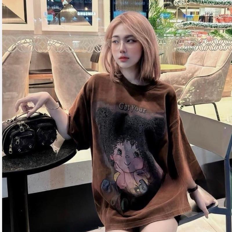  Áo phông nâu tóc xù  HangTongQc Women nữ 