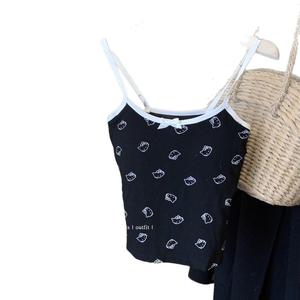 Áo hai dây phong cách Thuần Khiết với nơ và mút ngực, áo ngực liền mảnh.Cô gái ngọt ngào và quyến rũ, áo khoác ngoài, lớp nền đẹp cho phụ nữ, mùa hè, sản phẩm mới ra mắt.