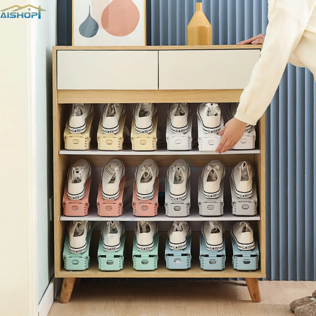 [SG Stock]Adjustable Shoe Organizer Shoe Rack Shoe Stacker Shoe Slots Simple Shoe Stacker Shoe drying hook Shoe Organizer Shoe Organizer