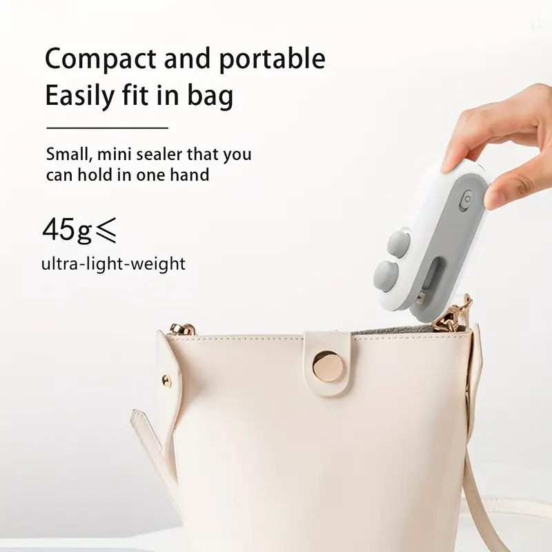 USB Rechargeable Mini Snack Bag Sealing Machine, Portable 2-in-1 Bag Heat Sealing Machine with Chip Cutter, Plastic Bag Resealing Electric Machine for Keeping Food Fresh, Home Essentials 8