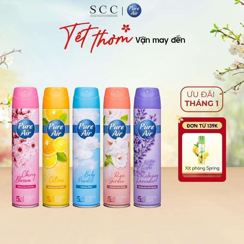  Xịt Phòng Hương Nước Hoa Pure Air 280ml Chai - Hương Thơm Tự Nhiên An Toàn Cho Sức Khoẻ Khử Mùi Công Nghệ Mỹ 