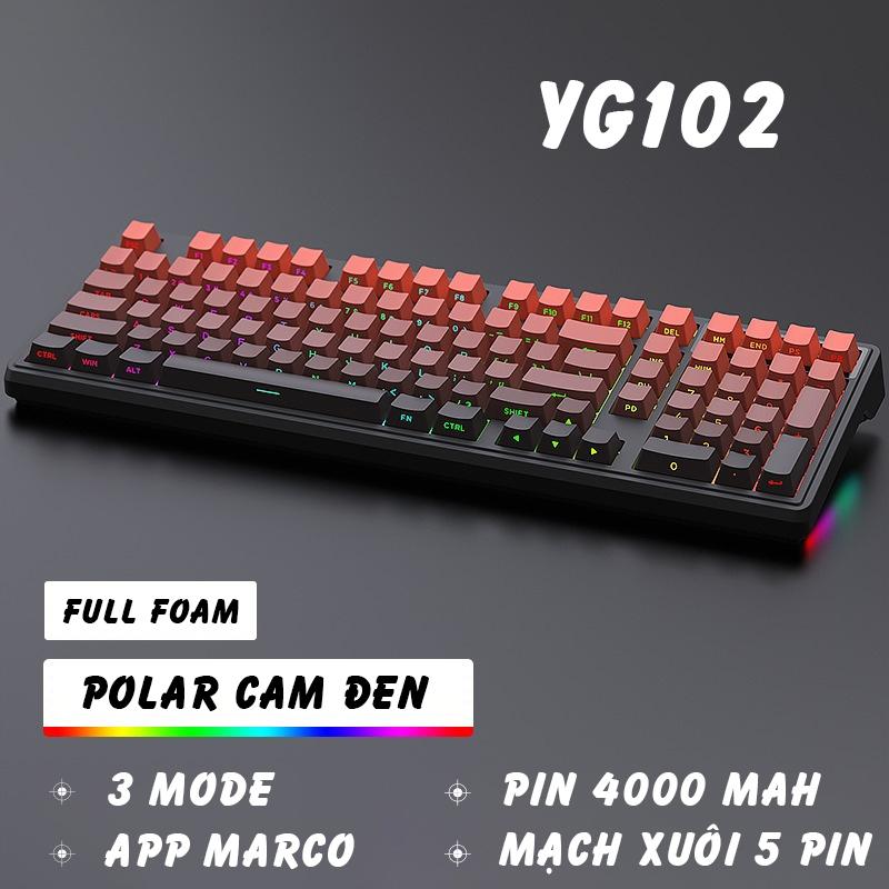 Bàn phím cơ không dây ATAS YG102 - 3 mode kết nối - LED RGB - Có App Marco - Mạch xuôi 5 Pin - Lube sẵn
