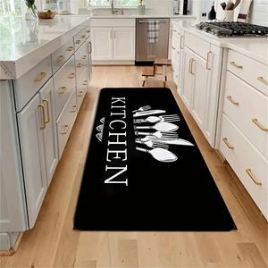 キッチンフロアマット 1枚 滑り止め加工 防水 ランドリールーム用マット 家庭用バスルーム・寮・キッチン装飾用