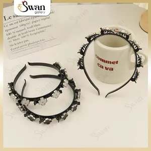 Bando Include  Jepit 2in1 Ikat Penjepit Rambut Wanita Model Clover Bunga Mutiara Diamond Bandana Korean Style Aksesoris