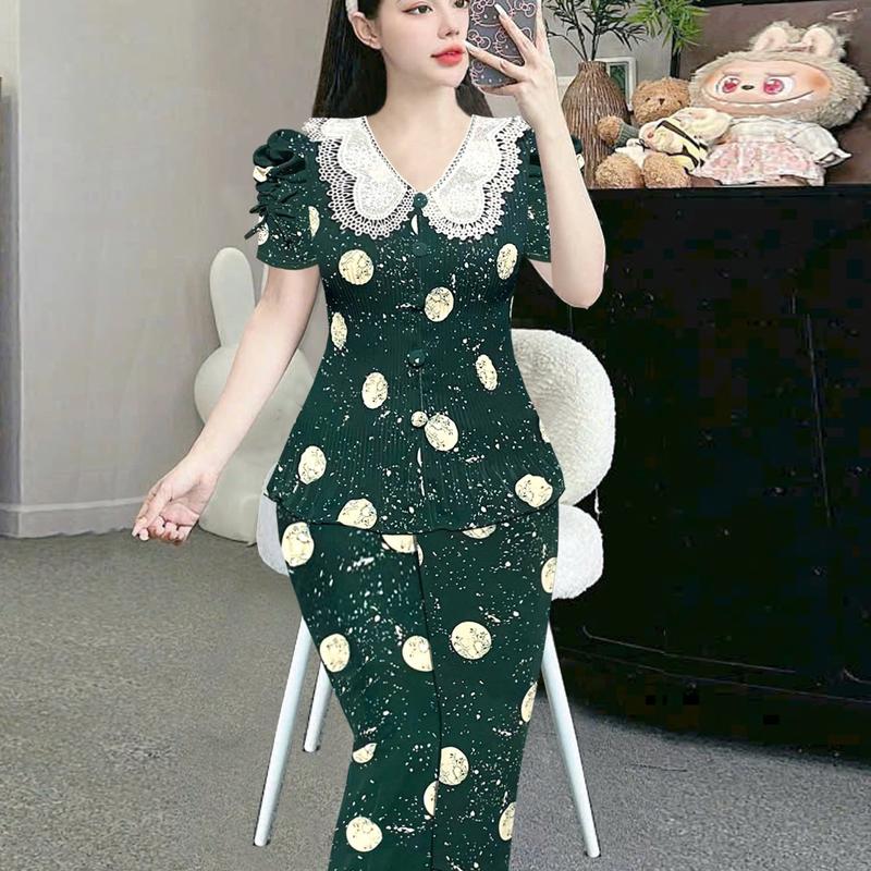 { ĐỒ BỘ DÀI DẬP LY} sét đồ bộ dài dập ly ,cổ phối ren ,chất liệu vải mango mền mịn mát ,thấm hút mồ hôi tốt ,mặt tôn dáng tôn da ,có 3 size 40-71 kg cho chị em tha hồ lựa chọn 0