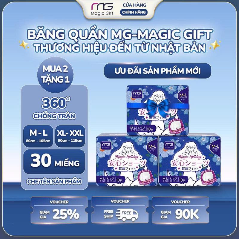   MUA 2 TẶNG 1 - TỔNG 30 MIẾNG  COMBO 2 BỊCH  Băng Vệ Sinh Dạng Quần MagicGift Đai Eo Co Dãn Chống Tràn 360° Sử Dụng Ngày Đêm Phù Hợp Phụ Nữ Mang Thai Và Sau Sinh 