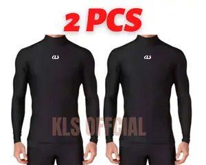 2 Pcs Manset Lengan Panjang Pria Wanita Base Layer Compression Shirt Gym Mangset Olahraga Fitness Running Baju Renang Uniseks Kaos Sport