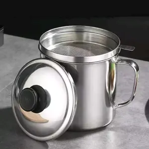 (PS) Oilpot 1 Liter Stainless Saringan Minyak - Gelas Saringan Minyak Stainless Kapasitas 1 Liter