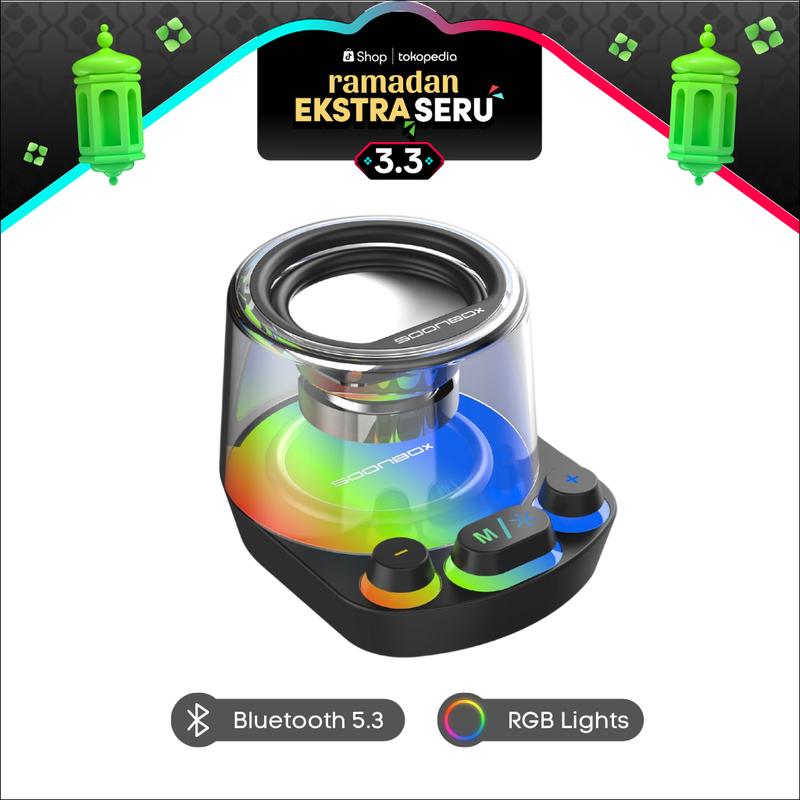 SOONBOX S301 Mini Speaker Bluetooth Portable 5.3 Wireless 10W Bass HifI 360 Sound + LED Light Mechanical Button 1