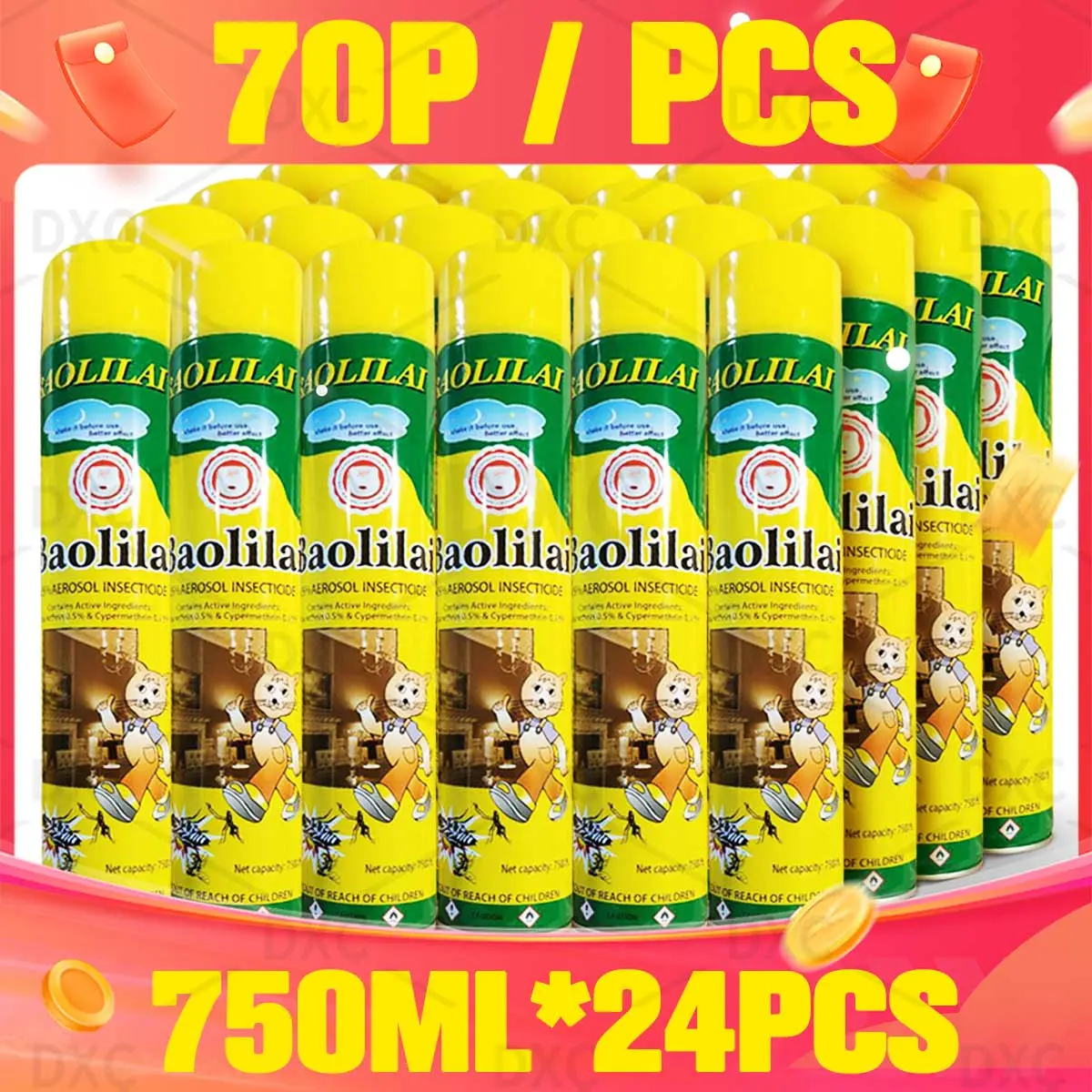 Original Baolilai Mosquito Killer 750ML Lemon 24pcs/box