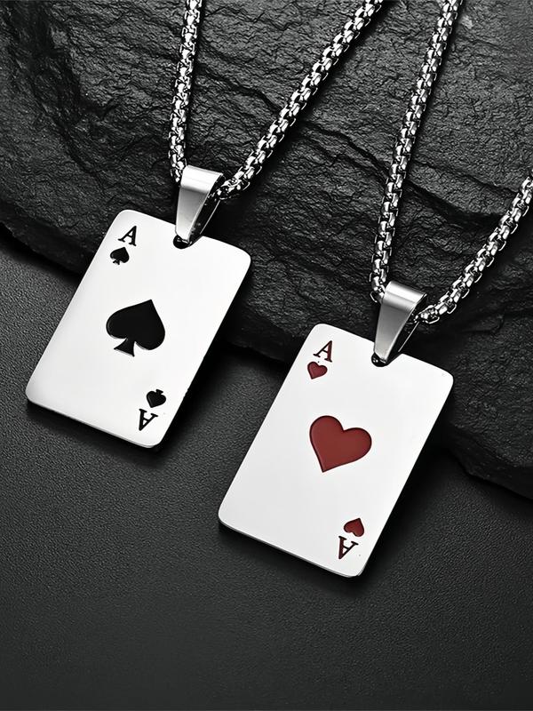 Unisex Street Style Poker Design Pendant Necklace, Trendy Novelty Charm Necklace, Chic All-match Vintage Jewelry As Gift for Women & Men, Valentine's Day, Gift 3