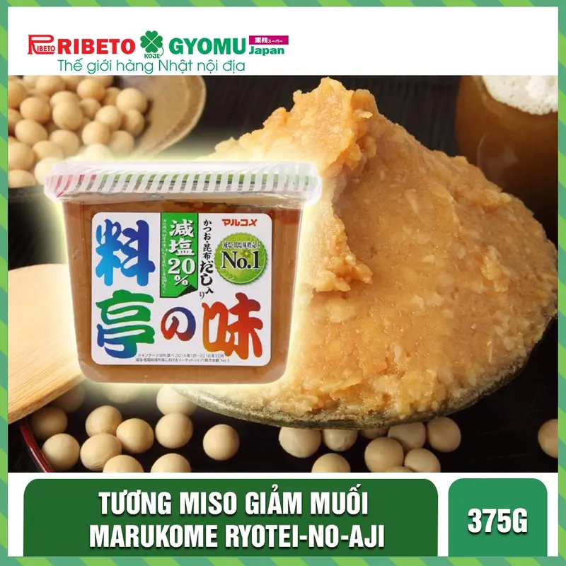 Tương Miso giảm muối Marukome Ryotei-No-Aji  375g ,Miso Dashi vị truyền thống 750g  - Gyomu Japan 1