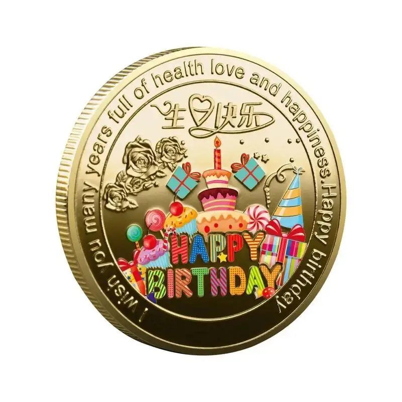 Happy Birthday Lucky coin Metal Commemorative coin Lucky Coin Cake Art Collection coins