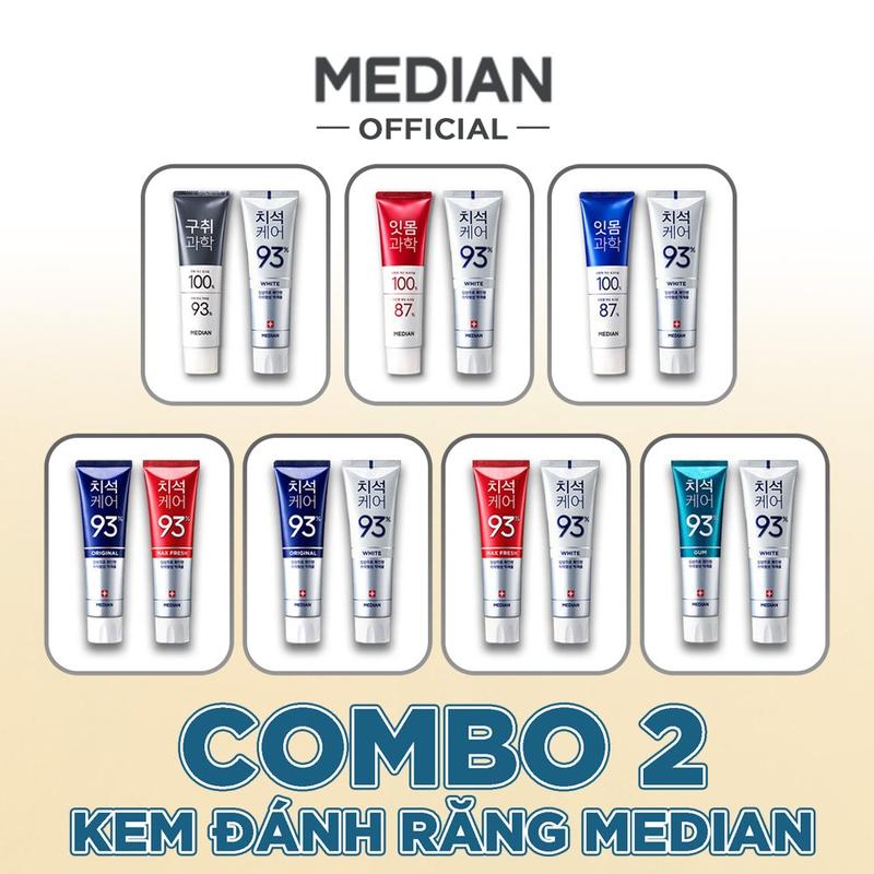Combo 2 Kem đánh răng MEDIAN DENTAL IQ 93% - 100% 120g sáng bóng Npp Shoptido