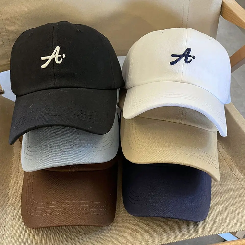 Topi besbol boleh laras untuk kanak-kanak perempuan, wanita dan lelaki, visor kapas, topi Snapback, gaya Korea, huruf A, bergaya