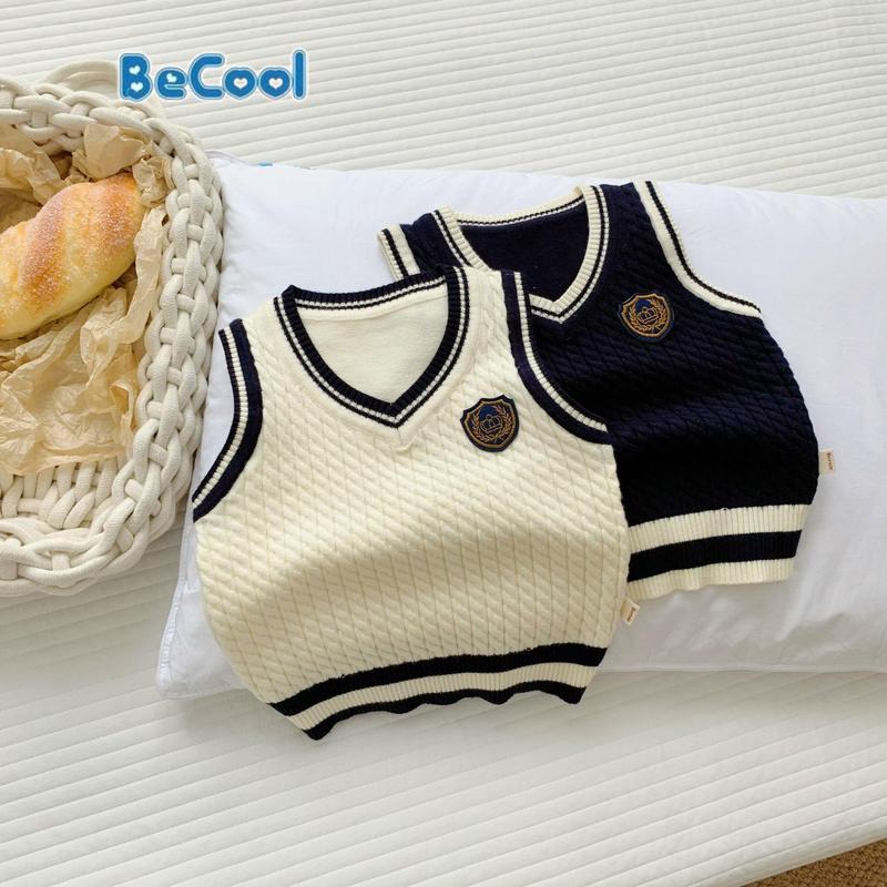 Áo gile cho bé, Áo gilê chất len thừng phối viền cho bé trai phong cách hàn quốc từ 10 đến 27kg ghile chobe aogile