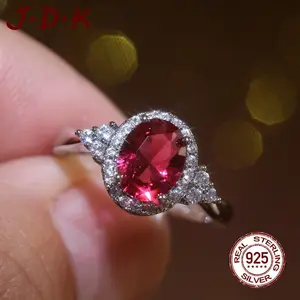 JDK Cincin Batu Permata Merah Perak 925 Baru Fashion Wanita