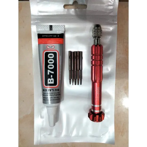 Obeng Lengkap 5 in 1 Buat Buka Handphone Universal + Lem Lcd Touchscreen T7000 15ml bening