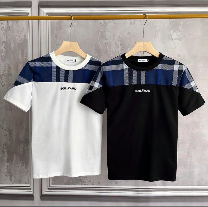 Áo thun nam cổ tròn phối thân thêu LOGO đẹp chất vải cotton co dãn dày dặn 2 màu trắng đen AT-3 Menswear Cổ Tròn
