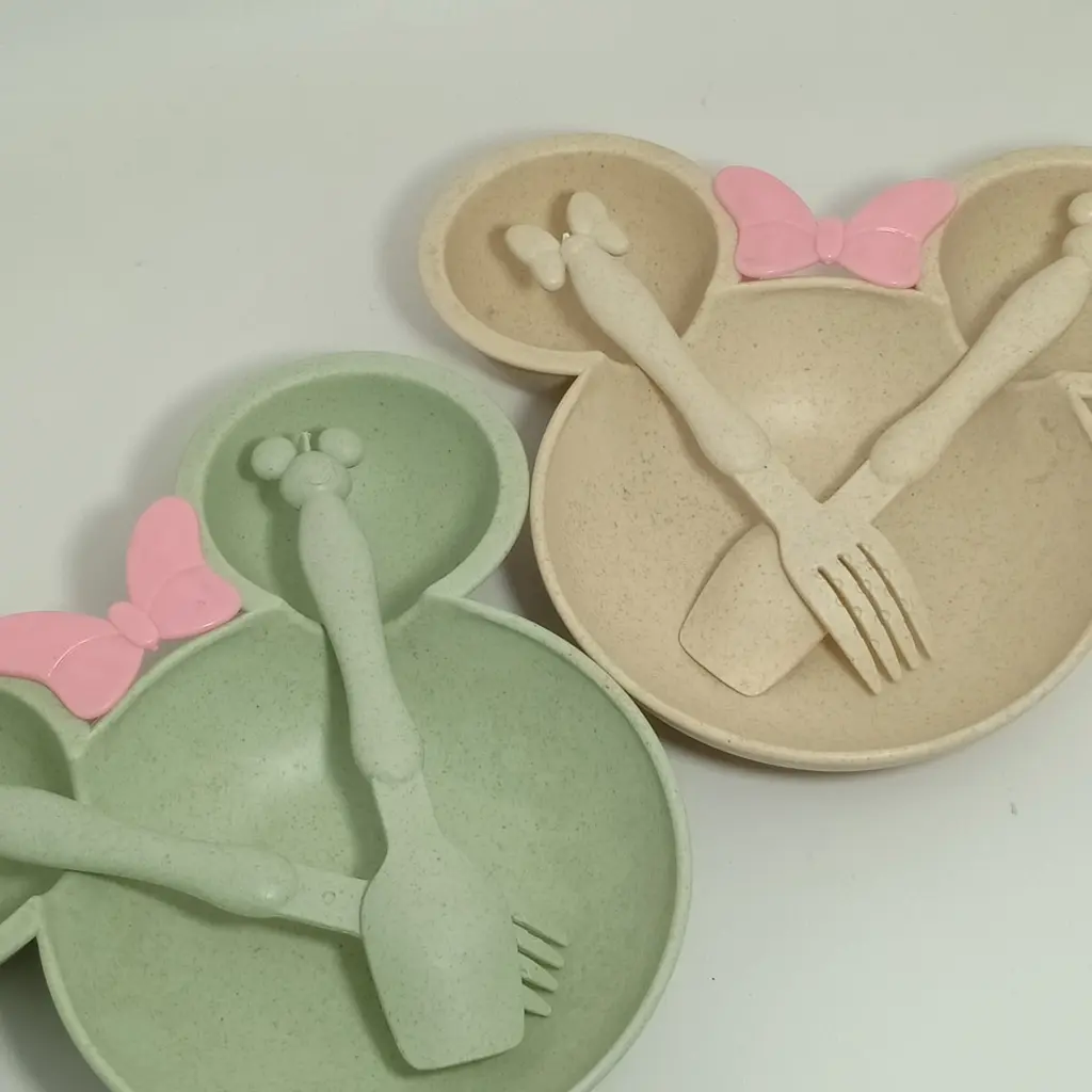 Piring Makan Mickey Minnie - Tempat Makan Plastik Anak Set