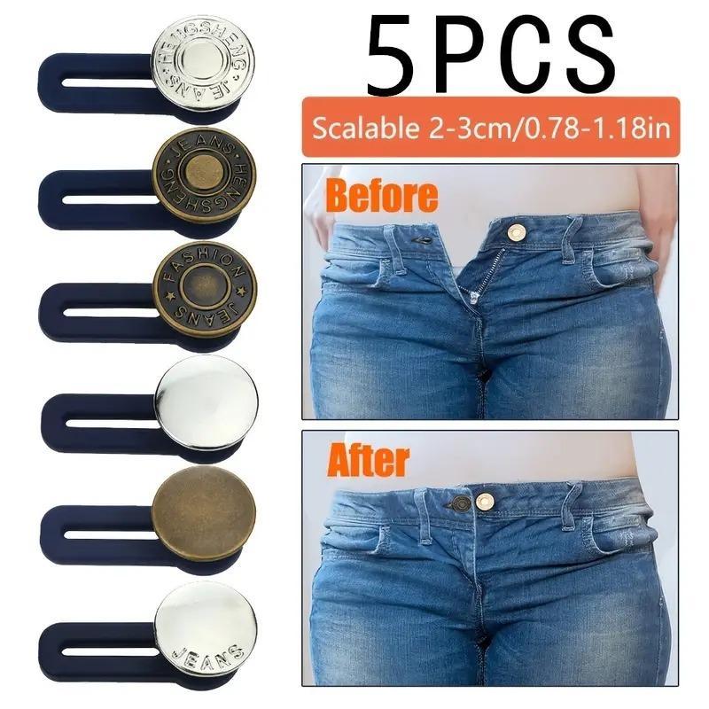 Random Color Practical No Sew Jeans Extender Button, 5pcs Jeans Button, Jeans Buckle, Sewing Accessories 3