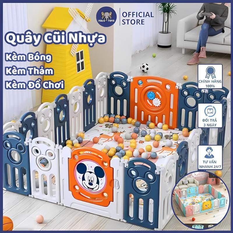 Quây Cũi Nhựa Gấp Gọn - TẶNG Thảm +Bóng +Giỏ +Bóng Rổ, Quây Nhựa Cho Bé Chính…