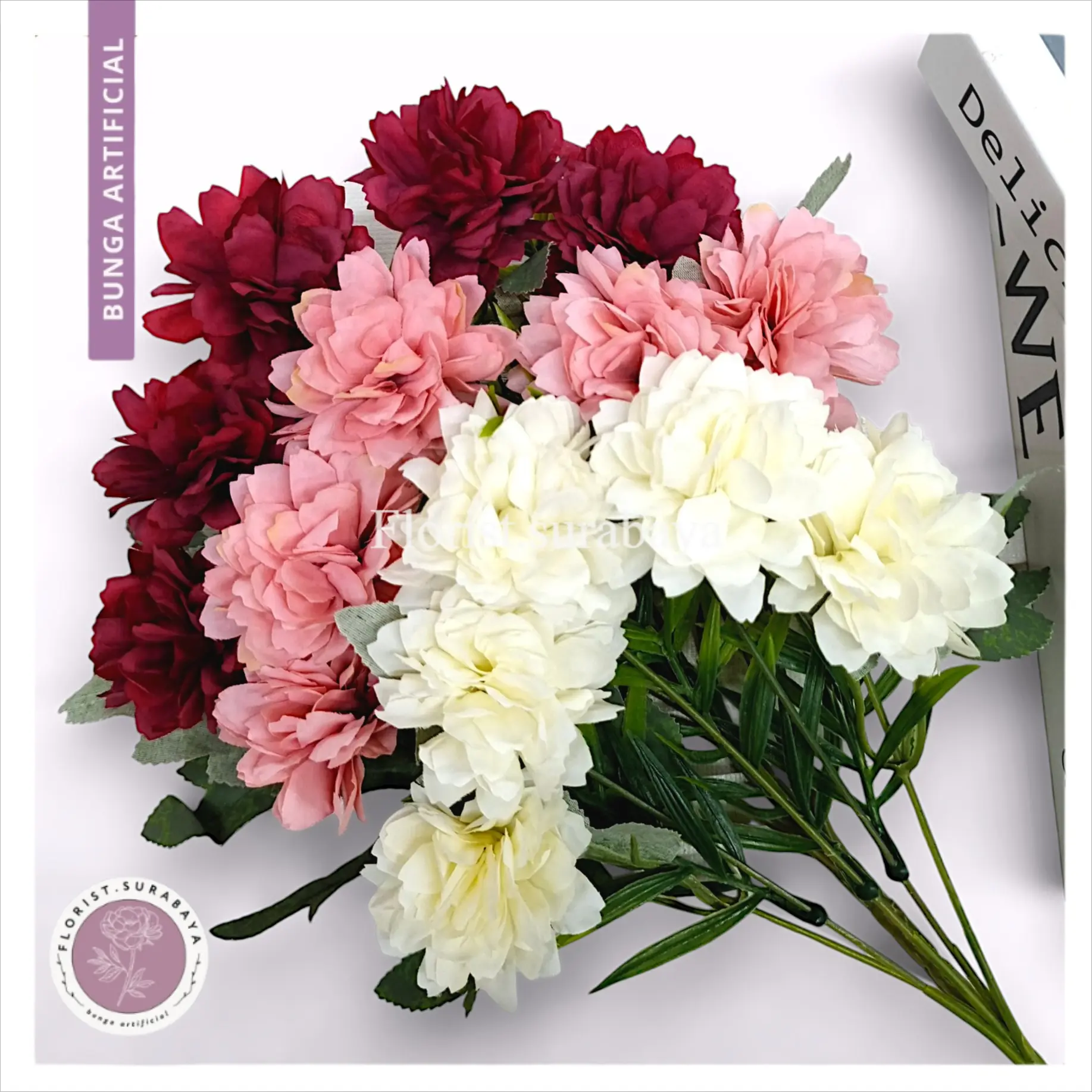 Bunga Dahlia Mini Bucket  Premium X5 Bunga Artificial Import Murah Mini (NK-77)