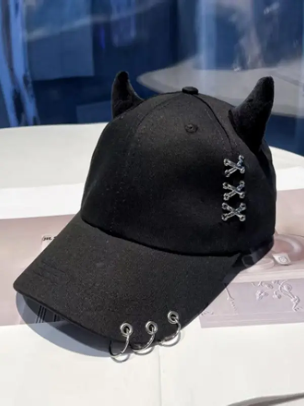 Cute Cat Ear Decor Baseball Cap, Street Style Rings Decor Baseball Cap for Men & Women, Fashion Accessories for Outdoor Sports 2