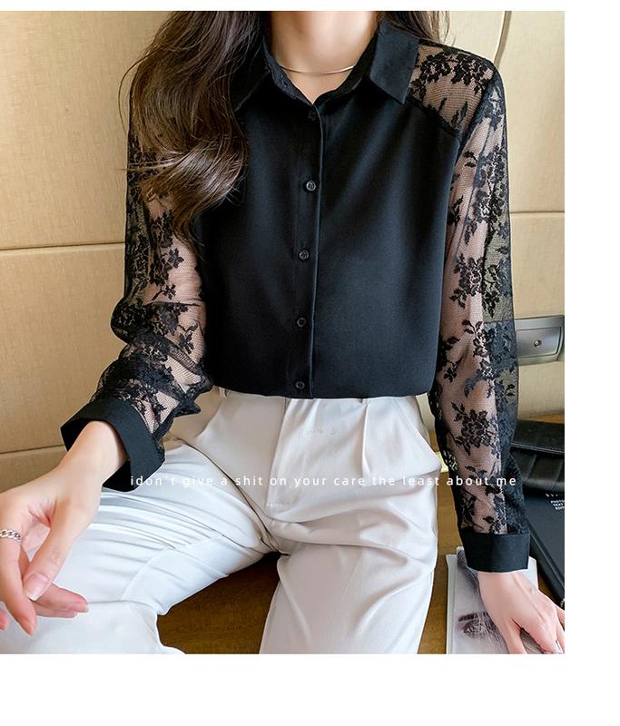 Product Introduction of เสื้อเชิ้ต ผ้าชีฟอง ลูกไม้ คอปก แฟชั่น สําหรับผู้หญิง เสื้อคาร์ดิแกน มาใหม่ 2023 23