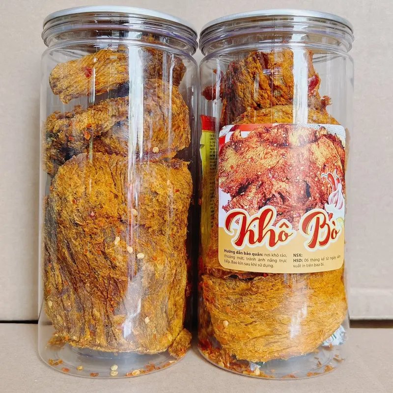 Khô Bò Miếng Mềm Cao Cấp ( Bò 100% ) hộp 300gr/250gr/200gr | đồ ăn vặt haovosnack Chua Cay 0