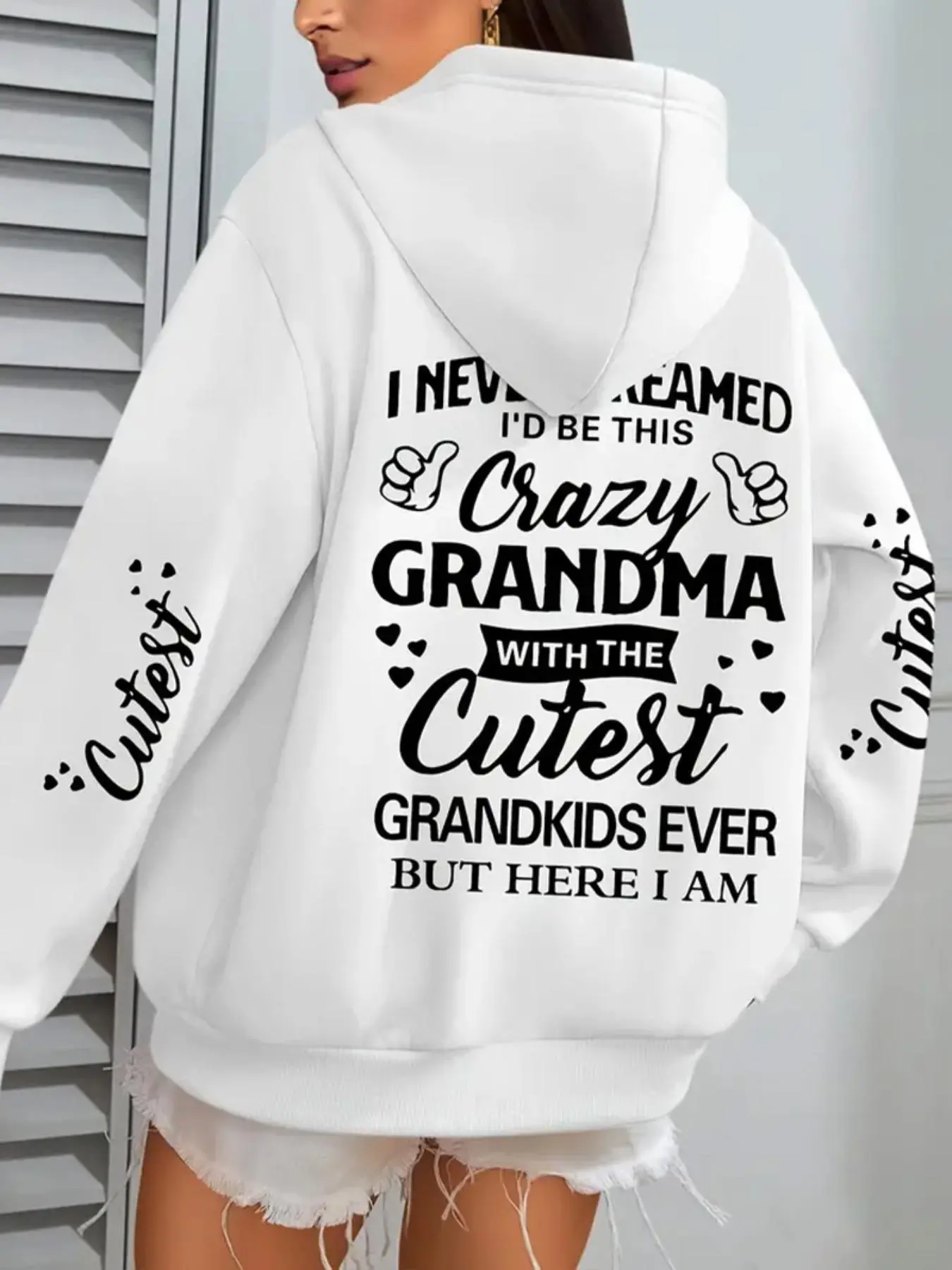 【Plus Size】 Letter Print Hoodie, Casual Long Sleeve Hooded Sweatshirt for Daily Holiday Outdoor Wear, Women Clothing for Fall & Winter