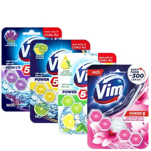 Viên tẩy và làm thơm toilet treo bồn cầu Vim Power 5 Sạch khuẩn thơm mát