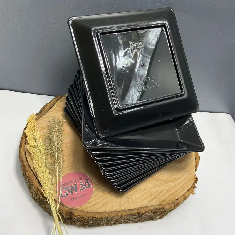 Glassware.id^_^(6 pcs / 1 lusin) - Piring Persegi Semi Melamin Dinnerware (20 cm), Piring Semi Melamin (No.88), Piring Saji Persegi, Piring Sajian Kotak, 2