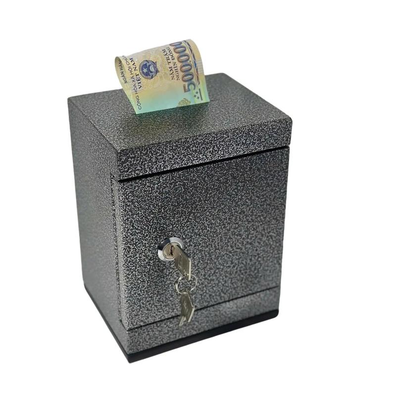 Két sắt mini tiết kiệm tiền Ổ khóa - Ống Tiết Kiệm, Đựng Tiền Ống Heo - Mlemmlemshop