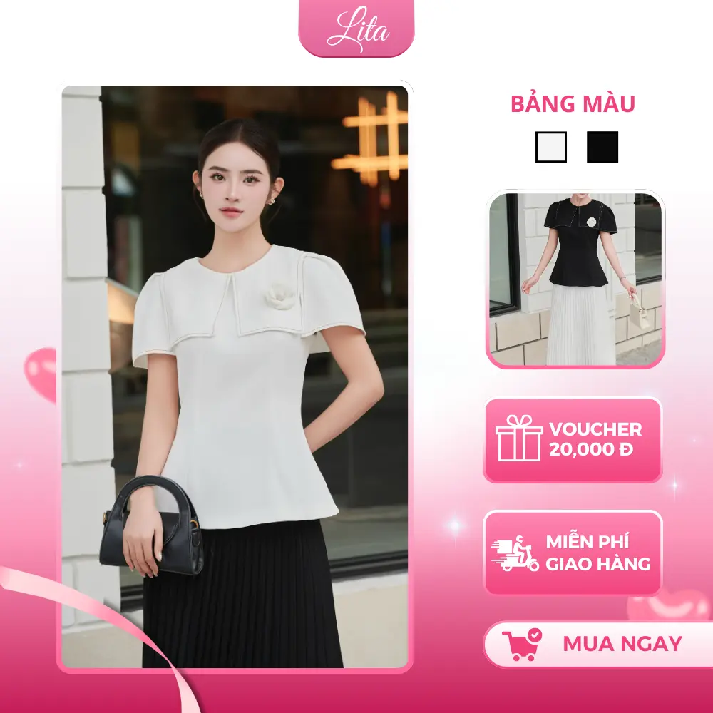 SET Váy công sở LITA Áo Peplum tay lỡ kết hợp Chân váy xếp ly SV02