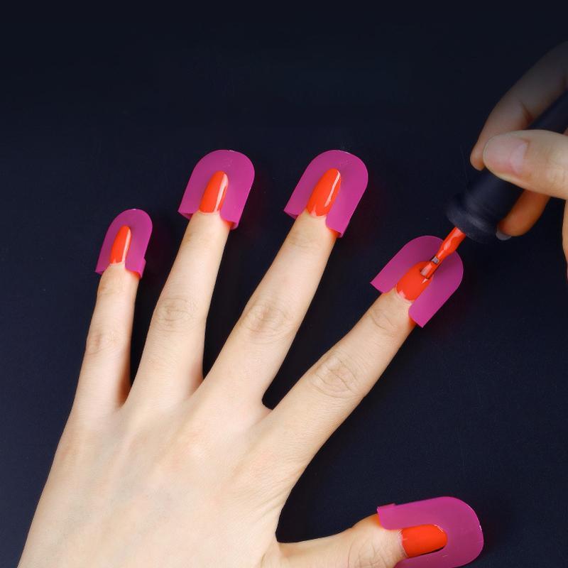 1set/2sets Reusable Manicure Shield Protection Cover, Nail Polish Spill Proof Protector Clip, Finger Stencil For DIY Manicure 5