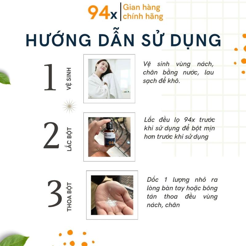 Product Introduction of [COMBO 3 LỌ BỘT KHỬ MÙI] Bột khử mùi hôi chân hôi nách 94x 42g/lọ phèn chua chưng cất khử mùi hồi chân giày dép ngăn ngừa mồ hôi khử mùi hiệu quả 24h 6