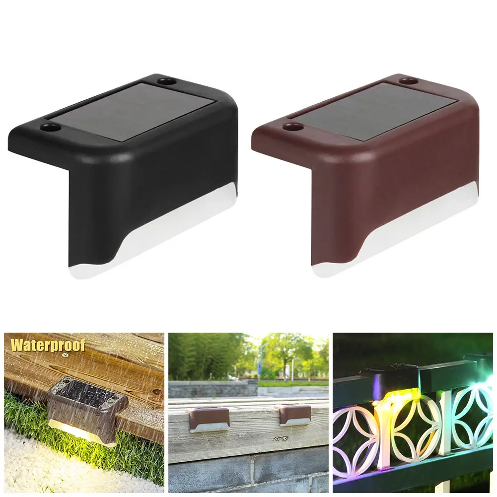 Ghostun-4Pcs Solar Power LED Path Stair Light Outdoor Garden Fence Landscape Wall Lamp