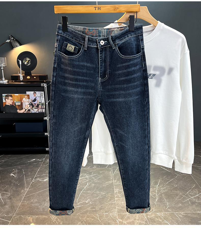 Product Introduction of Quần Dài Jean Nam, Ống Đứng Dáng Ôm Co Giãn, In Hình Thêu, Quần Dài Lót Lông Cừu, Thích Hợp Cho Mùa Thu Và Mùa Đông, Trang Phục Nam Menswear Ong Có Túi 15