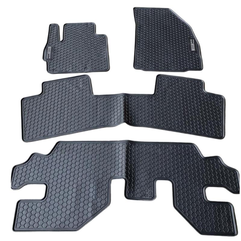 Thảm lót sàn cao su ko mùi theo xe Xpander 2019-2020 2021 2022 2023 màu đen-Nissin chữ trắng, 3 hàng ghế