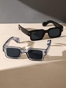 Lentes de sol unisex de marco cuadrado vintage, lentes de sol transparentes casuales y modernos para uso diario, accesorios de moda para actividades al aire libre