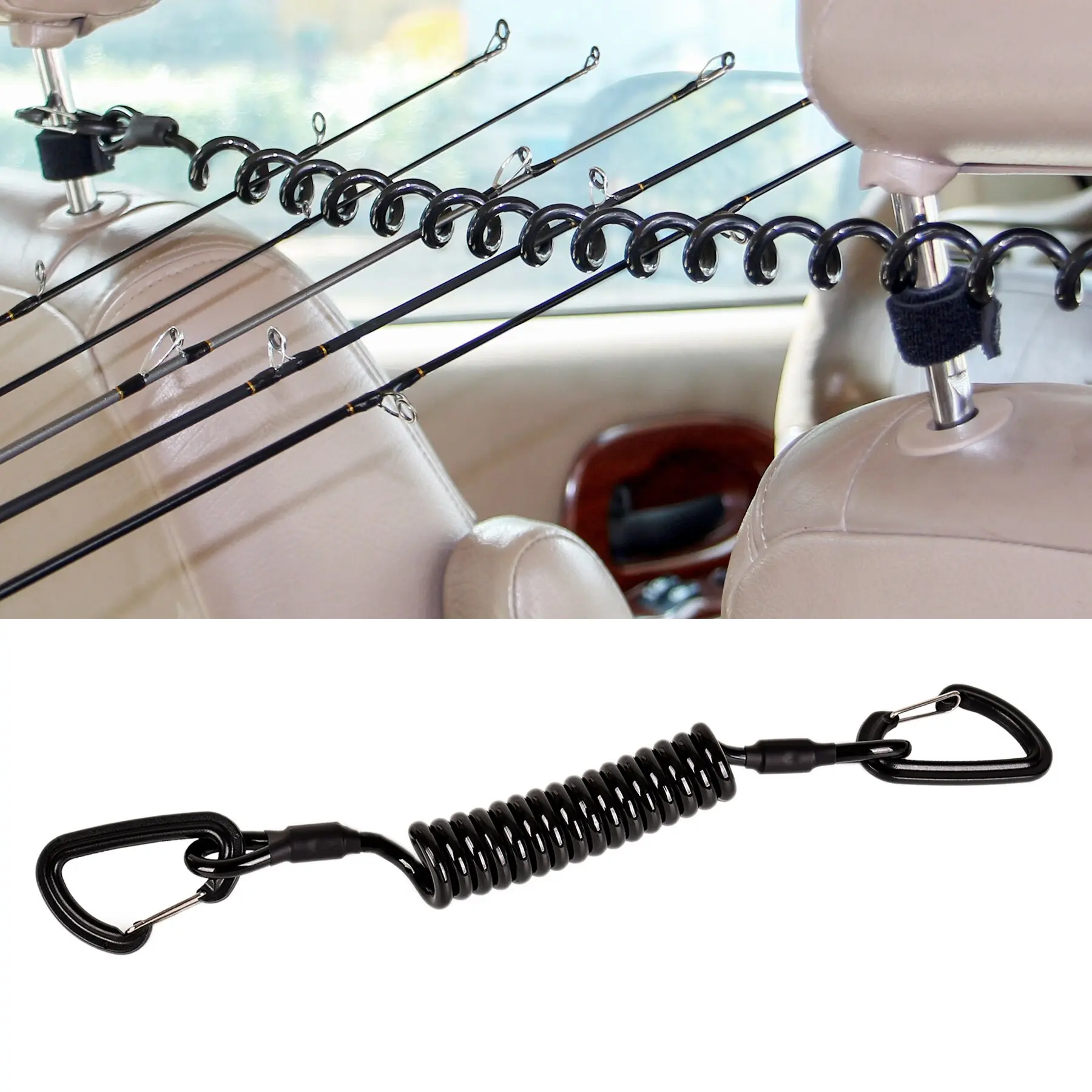 Booms Fishing VTC Vehicle Rod Holder Transport Coiled Cord Rod Holders Elastic Lanyard for Fishing Tackle Boxes Tool Accessories