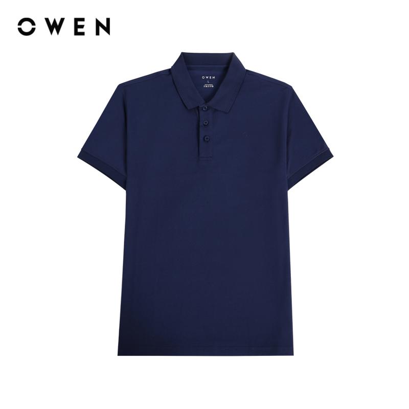 OWEN - Áo polo Nam ngắn tay Có Cổ Bodyfit Navy - APV231499 chất liệu vải Poly-Cotton Hoạ tiết Trơn Menswear